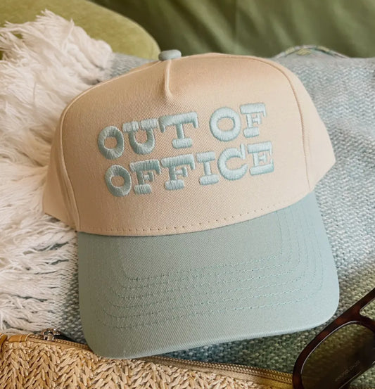 Out of office embroidered trucker hat