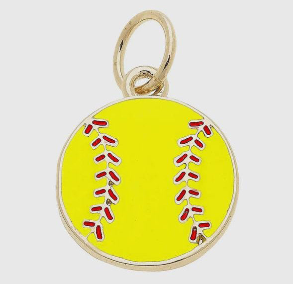 Gold Softball Charm