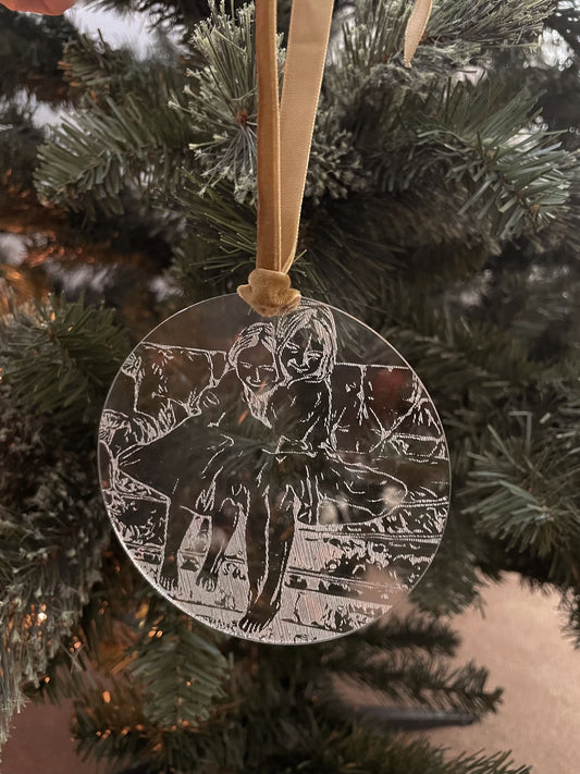 4 Inch Custom Engraved Acrylic Photo Ornament
