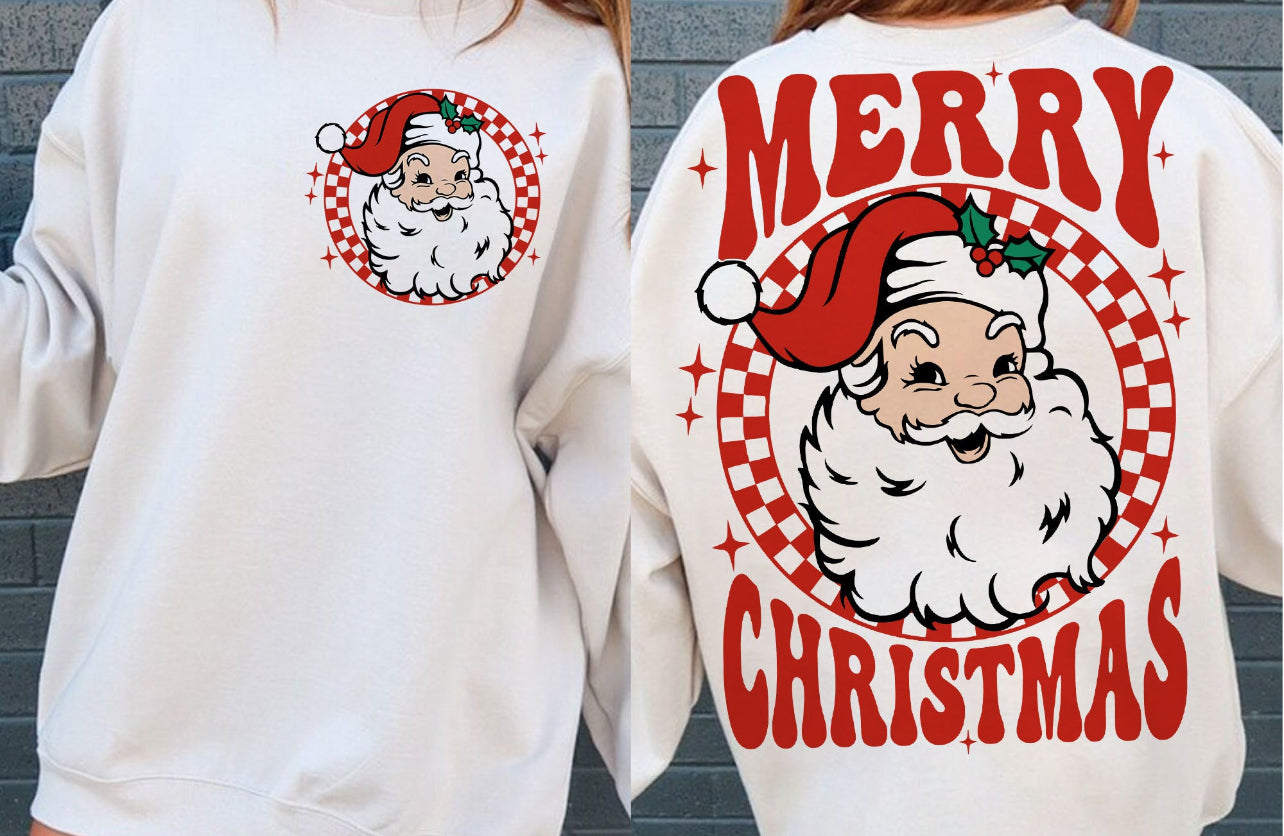 Merry Christmas Checkered Santa with pocket