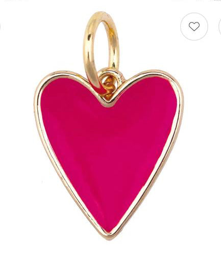 Fuchsia Enamel Heart Charm