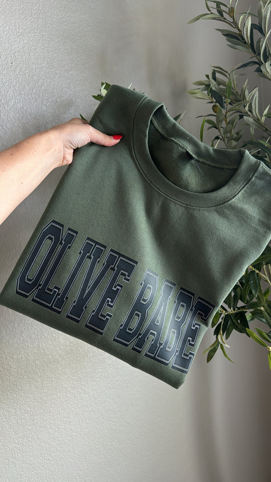 Olive Babe Varsity Crewneck