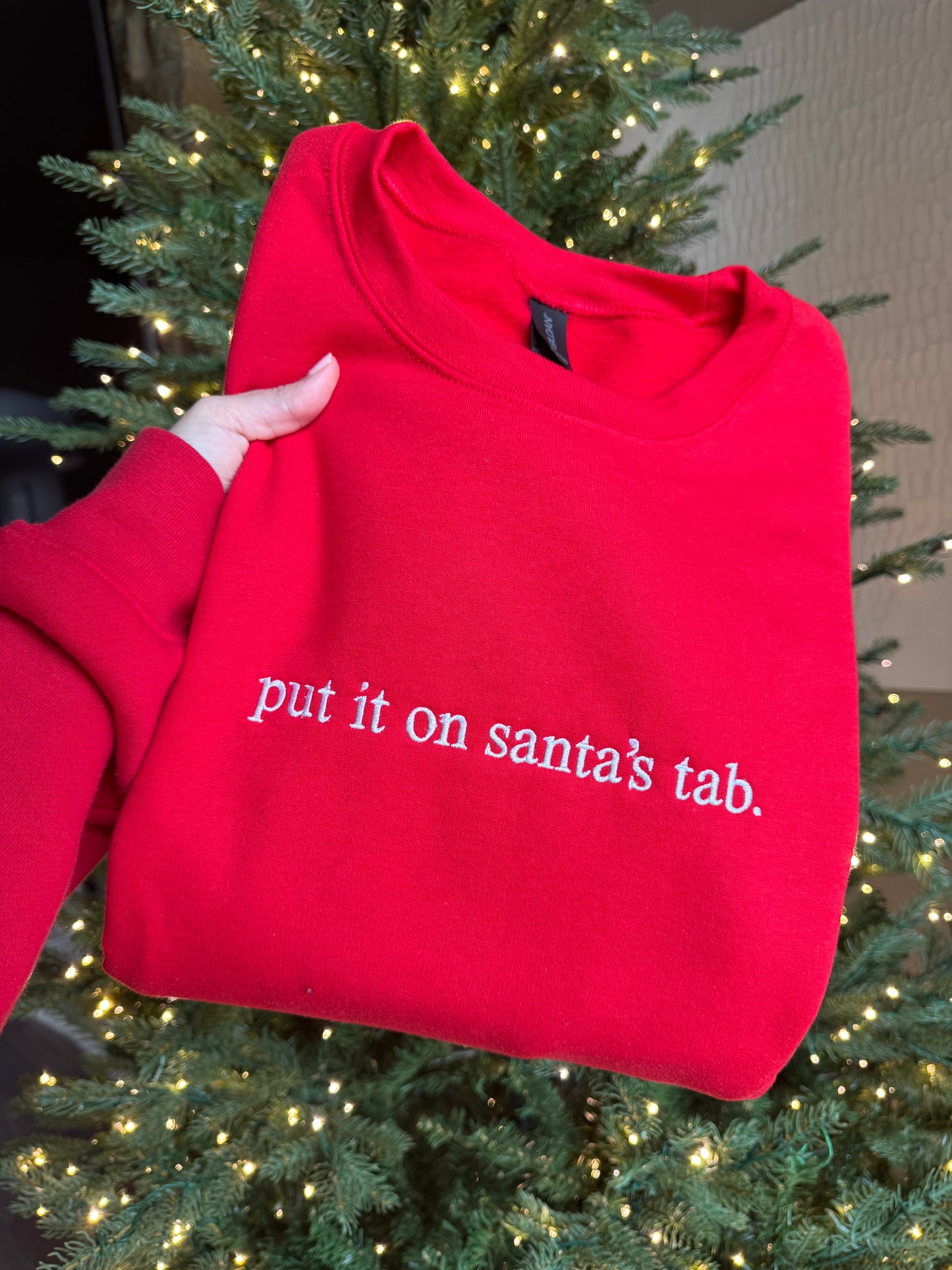 Put it on Santa’s tab Embroidered Sweatshirt