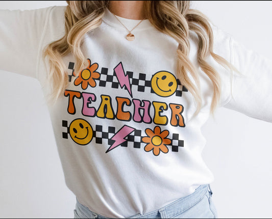 Retro Checkered Teacher